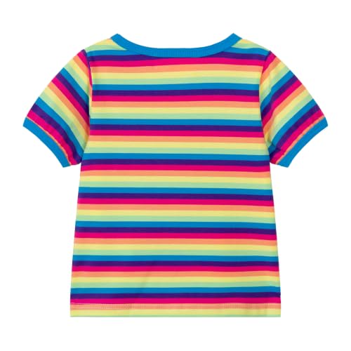 Image of Mud Kingdom Boys Girls T-Shirts Rainbow Stripe Cotton Unisex Top