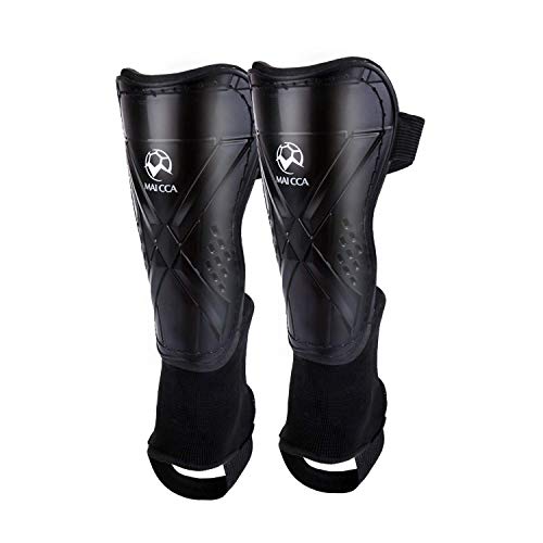 OUTFANDIA Soccer Shin Guards, Plastic Shin Pads with Ankle Sleeve, Lightweight and Breathable Cleat for Child Calf, Protective Gear for 5-12 Years Old Children Boys Girls (Grey)