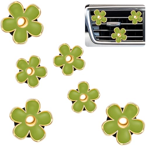 Image of Frienda 6 Pcs Daisy Flower Air Vent Clip Accessories Air Conditioning Outlet Clip Car Freshener Dashboard Accessories Charm Car Inter Decor(Green)