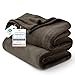 Bedsure Flannel Fleece Luxury Blanket Brown Queen Size Lightweight Cozy Plush Microfiber Solid Blanket by