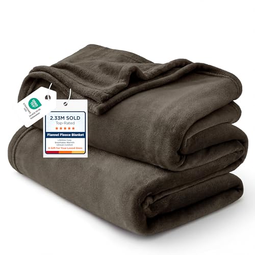 Image of Bedsure GentleSoft Fleece Throw Blanket Brown - 300GSM Blankets for Couch, Sofa, Bed, Soft Lightweight Plush Cozy Throws for Toddlers, 50x60 inches