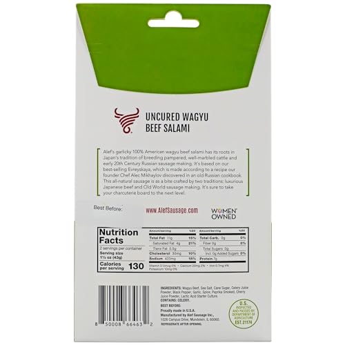 Premium Uncured All Natural Fresh Grass Fed Wagyu Dry Sliced Salami 3 Oz Gourmet - Artisanal Charcuterie Meat Gluten Free, Paleo, Keto Friendly, MSG Free, Nitrite And Antibiotic Free (1 Pack) - Thumbnail 3