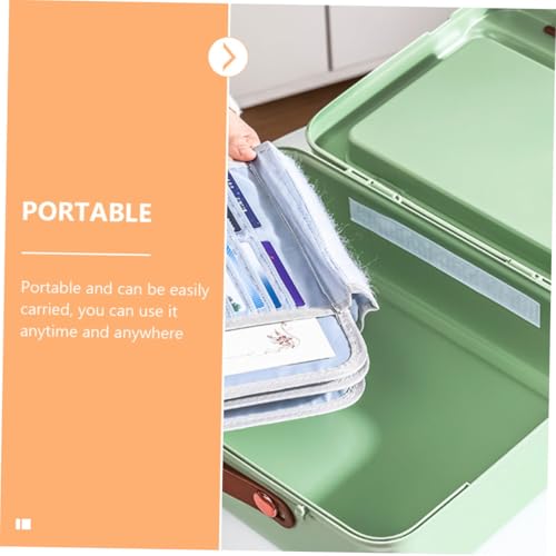 Sacoche porte-documents portable verte rangement multicouche - 4