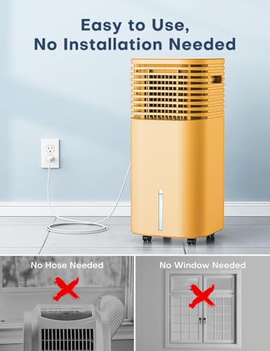 Image of 4-IN-1 Portable Air Conditioners, Evaporative Air Cooler w /4 Modes & 3 Speeds, 15H Timer for Smart Auto-off, 2-Gal Tank for 20H Cooling,17FT Remote,No Hose Needed - Orange