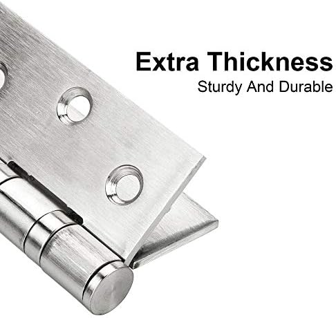 WELLOCKS Door Hinge 4x3 Inches 3 Pack Stainless Steel 304, 3mm Thick Ball Bearing Door Hinges Quiet and Smooth Brushed Silver Perfect for Heavy Door (D040)