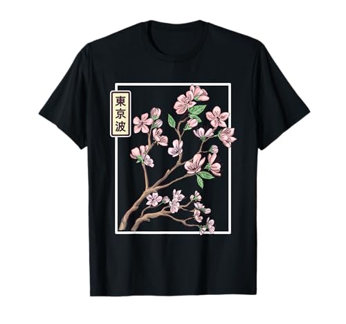 Flor de cerezo japonesa dibujada flor minimalista Japón arte Camiseta