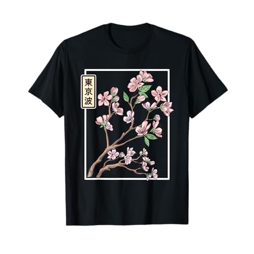 Flor de cerezo japonesa dibujada flor minimalista Japón arte Camiseta