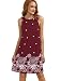 ROMWE Women's Summer Sundress Floral Printed Sleeveless Casual A Line Dress Wine S