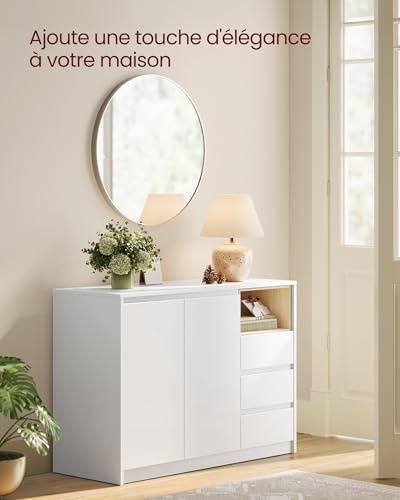 Buffet moderne blanc étagères réglables KAILYN VASAGLE
