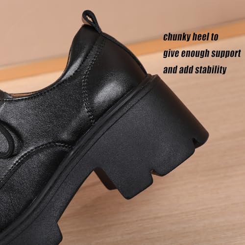 Platform Oxford Shoes for Women Women's Oxfords Lace-Up Chunky Oxford Heels Fashion Business Casual Shoes Comfortable Dressy Shoes Office Work Pumps Shoes for Womens Ladies - Image 6