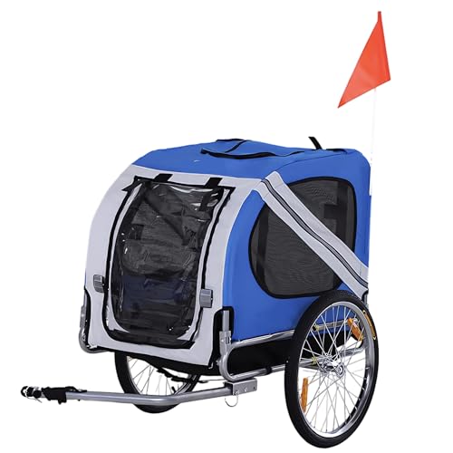 Remolque para Perros en Bicicleta - Admite Perros de hasta 44 Libras, Perros Pequeños y Medianos, Carrito para Mascotas 2 en 1(Blue)