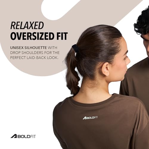 Image of Boldfit Tshirt for Man Unisex Oversized Tshirt for Woman Graphic Tees Supreme Comfort, Effortless Style Oversized T Shirt for Men, Breathable Polycotton T-Shirt for Lounging, Casual Outing, Yoga Wear