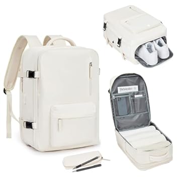 Mochila de viagem grande, bagagem de mão, mochila impermeável para fazer trilha e esportes ao ar livre, mochila escolar (Bege)