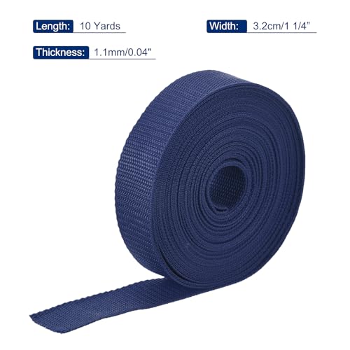 Image of MECCANIXITY Lightweight Polypropylene Webbing Strap 1 1 /4 inch 10 Yard Backpack Strapping Band Navy Blue for Outdoor Luggage Cargo Straps