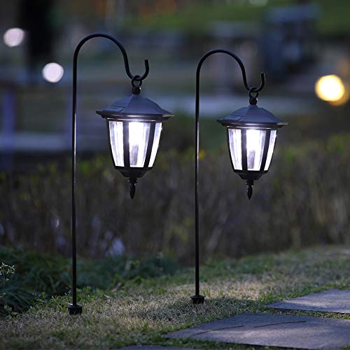 MAGGIFT 26 Inch Hanging Solar Lights Dual Use Shepherd Hook Lights with 2