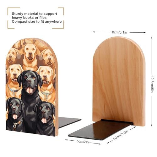 Sujetalibros de madera con base de metal de Labrador, soportes robustos de diseño 3