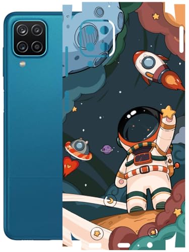 Image of AtOdds - Full Body Back Screen Guard Protector Film - Lamination Wrap Skin Sticker Compatible with Samsung Galaxy M12 | Scratchproof Matte Finish (Space)