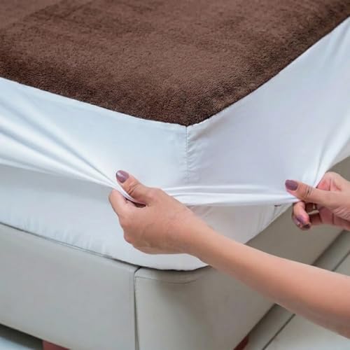 Image of Next Space - Waterproof - Hypoallergenic Mattress Protector, PVC-Free, Easy Wash, Absorbent and Breathable (Coffee, 72x78)