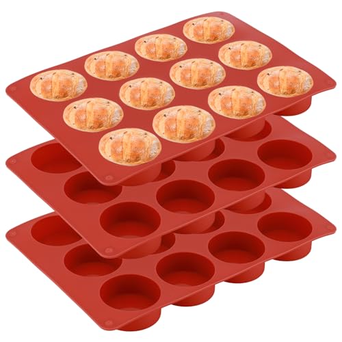 ZONJIE 3 Packs Round Silicone Moulds, Mini Cheesecake Moulds for Cake Pops, Soap Mold, Bath Bomb, Cheesecake, Chocolate Cover Mold