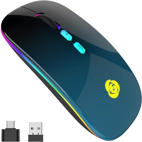 CC Store Souris sans Fil, Souris Bluetooth avec Récepteur USB de Type-C Récepteur USB à 2,4 GHz, 7 Couleurs - 3 DPI 800/1200/1600 Compatible avec Laptop/Tablette/iPad/MacBook/Ordinateur Portable/PC