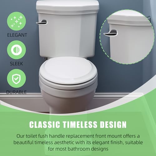 Image of Toliet Handle Front Mount Toilet Tank Flush Lever Replacement, Trip Lever Handle Universal Fits Most Toilets, Easy Install, Chrome Finish