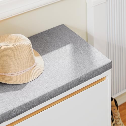 SoBuy Banco Zapatero Entrada Recibidor - Banco Zapatero con Asiento y Almacenaje - Puerta Abatible con Estantes Ajustables - Ideal para Pasillo y Hogar Moderno - 60x34x55cm 115kg Blanco FSR191-WN - imagen 5