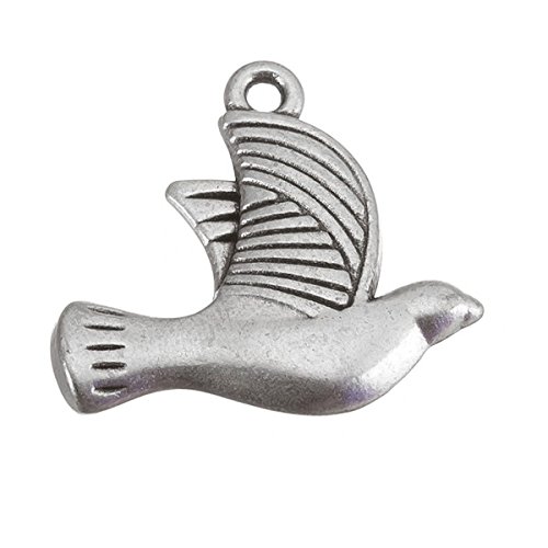 Beads Jar Antique Silver Dove Charm Pendants 25x20mm PK1