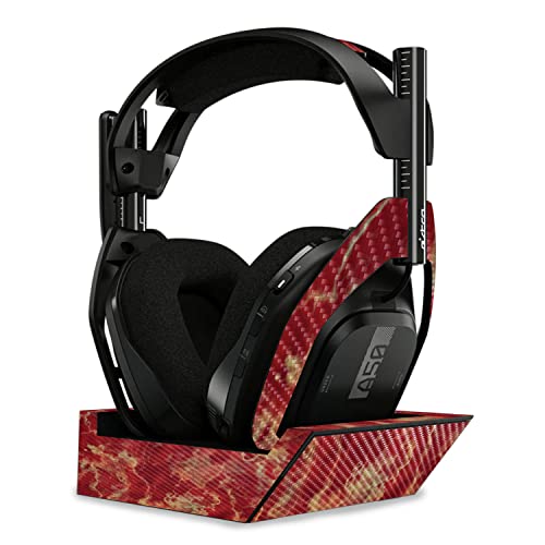 Image of MightySkins Carbon Fiber Skin Compatible With Astro A50 Wireless Headphones + Base Station (Gen 4) - Crimson Marble | Protective, Durable Textured Carbon Fiber Finish | Easy To Apply | Made in the USA