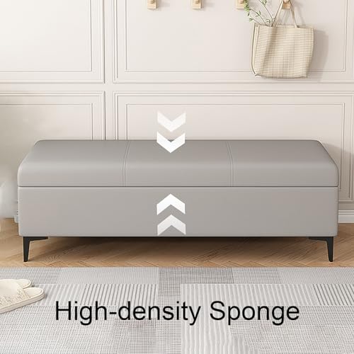 Compartiment caché pour ce coffre pouf cuir de 40 cm