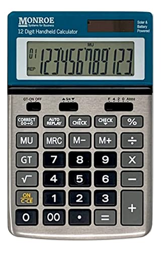 Monroe Handheld 12-Digit Paperless Calculator With Check And Correct Functionality #TOP1