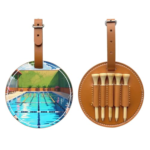 WXXWXD Flamingo and swimming pool Printed Golf Tee Storage Bag - Portable Storage, Easily Organize Tees