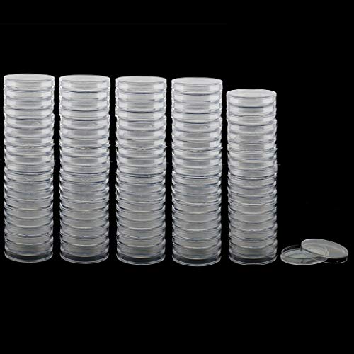 100 cápsulas transparentes para monedas de plástico miniatura 2