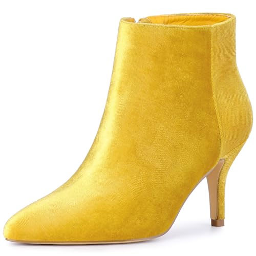 Bottines talons aiguilles en velours Allegra K pour femme à bout pointu