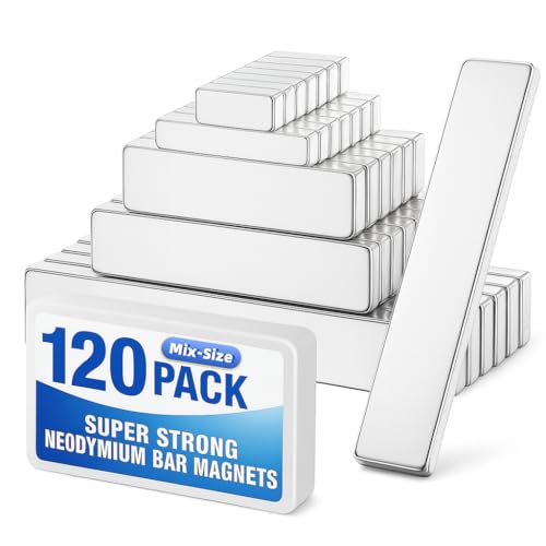 Image of Grtard 120 Pack Powerful Neodymium Bar Magnets, Rare Earth Magnet Bar, Rectangle Magnet, Neodymium Magnets for Outdoor, Fridge, Whiteboard-Mix Size