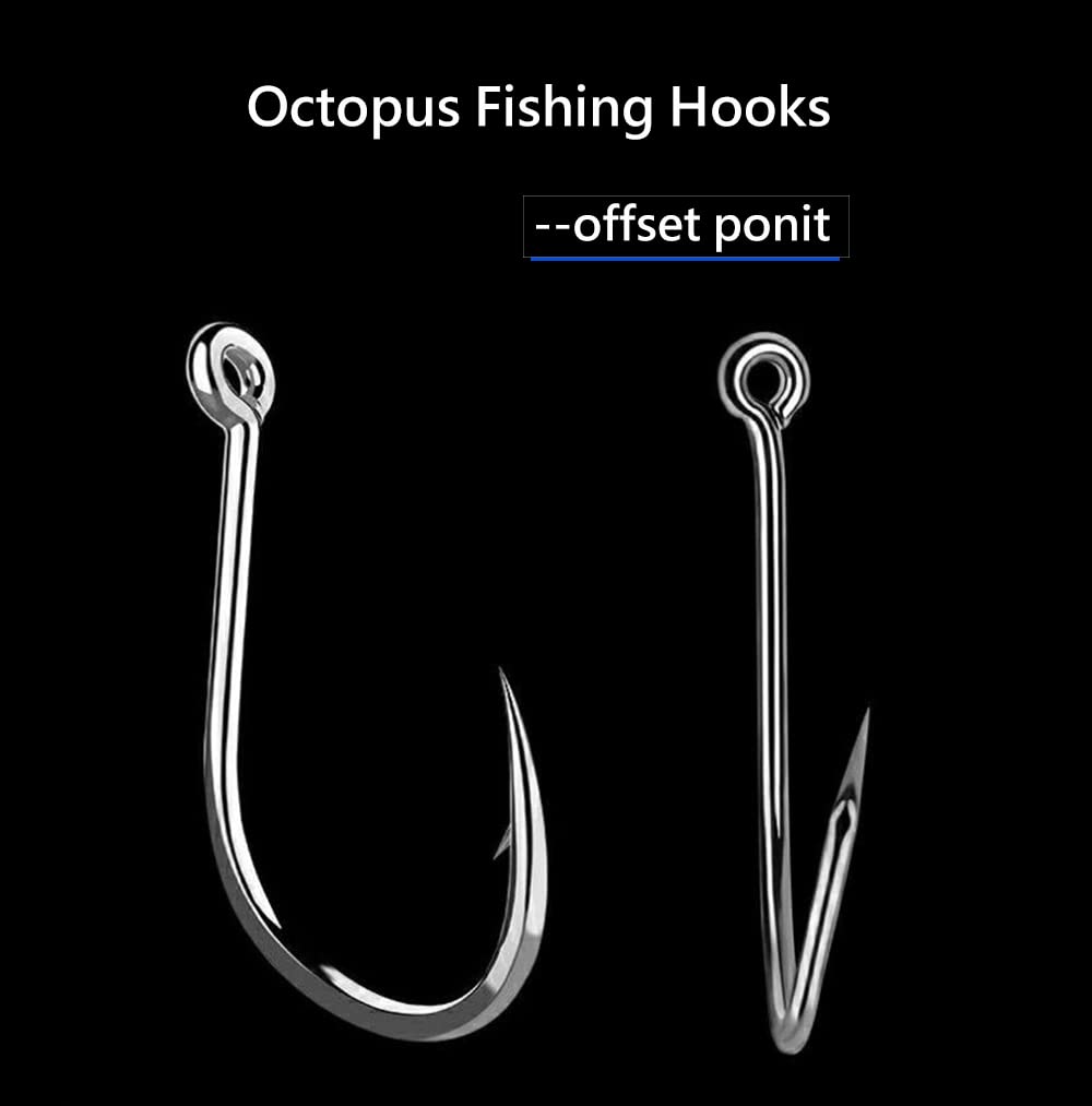 Dyxssm 200pcs Octopus Fishing Hooks - Offset Circle Hooks, High Carbon Steel, Barbed For Saltwater/Freshwater (Size 5/0)