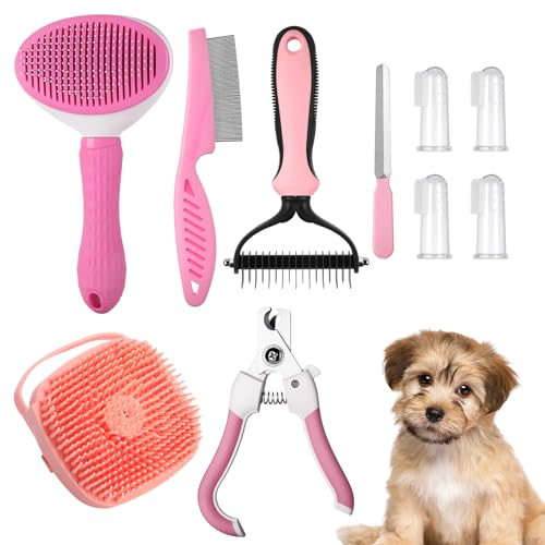 Pet Grooming Kit 10PCS Dog Brushes with Slicker Brush, Massage