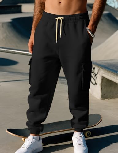 Men's Casual Cargo Pants Workout Joggers Stretch Sweatpants Lounge Athletic Pants Drawstring Pants with Pockets4