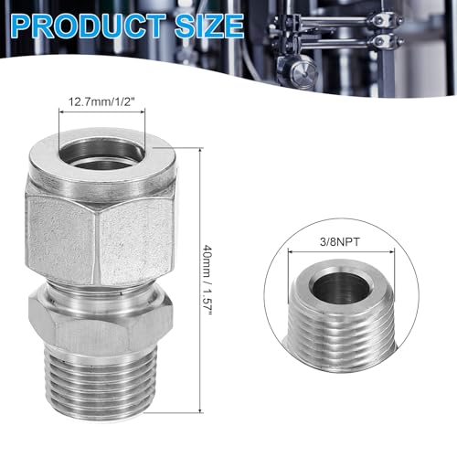 Conector recto 3/8Npt de acero inoxidable 304 con doble férula PATIKIL 3
