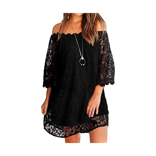 Supnier Summer Dresses for Women Beach Floral Sundress Casual Loose Dress Party Black L