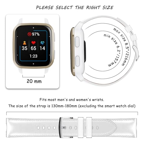 20mm Leather Watch Strap for Garmin Approach J1/Forerunner 570 42mm/Vivoactive 6/5/Venu Sq 2/Sq 2 Music - Image 4
