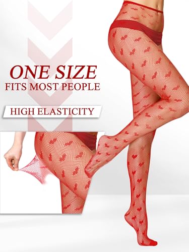 Image of Ramede 6 Pairs Women Fishnet Tights Thigh High Waist Bow Stockings Patterned Lace Fishnet Leggings Pantyhose for Halloween