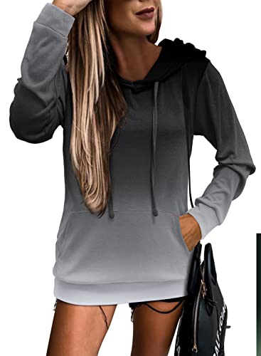 Image of MODARANI Womens Pullover Hoodie Sweatshirts Casual Tunic Tops Kangaroo Pocket Shirts Tie Dye&Floral Print