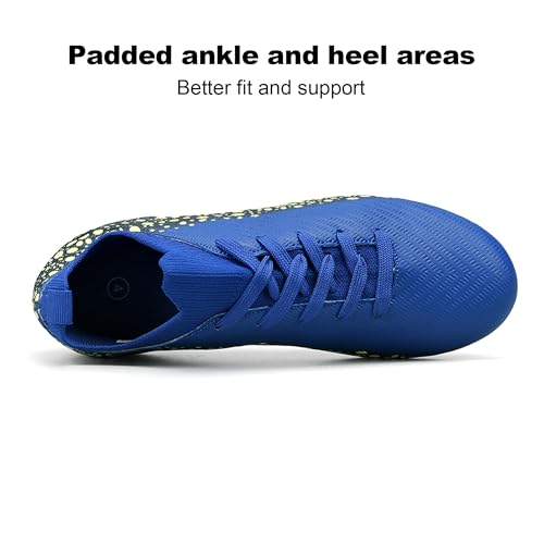 Kids Soccer Cleats for Boys and Girls Youth Mid-top Football Shoes Outdoor Athletic Turf Soccer Shoes Sapphire Blue3