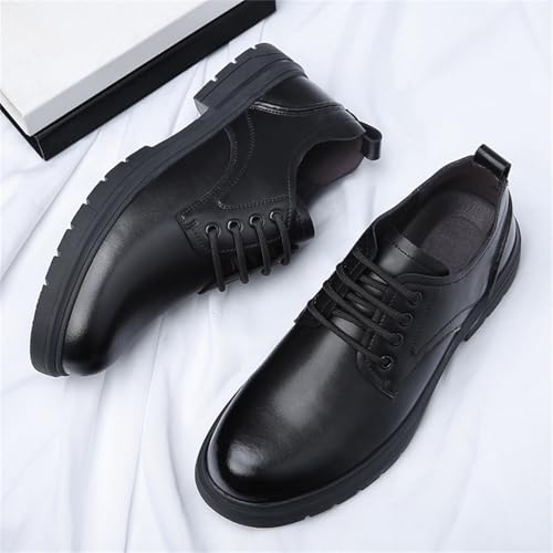 Men's Genuine Leather Lace Up Oxford Shoes with Comfortable Block Heel Round Toe Non-Slip Lug Sole Vegan Leather Business Formal Weddings Office Events4