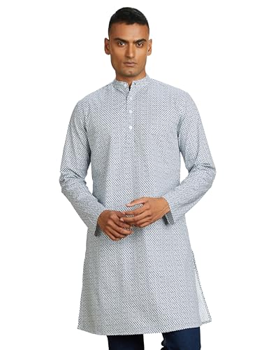 Amazon Brand - Symbol Men Cotton Printed Long Kurta (Regular Fit)