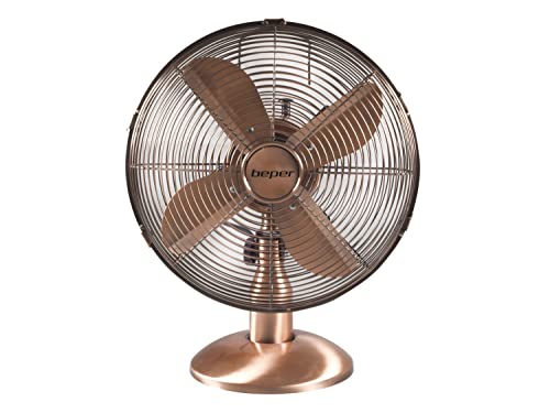 BEPER VE.210 Ventilador de Mesa Retro - Ventilador de Mesa Oscilante con 4 Aspas y Velocidad Regulable