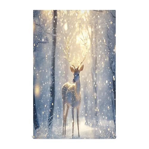 STAYTOP Christmas Deer Kitchen Dish Towel Set,4Pcs Drying Kitchen Towels Tea Towels Gift Set for Drying Cleaning Cooking Baking