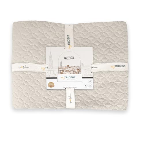 Image of MYTRIDENT Nectarsoft Italian Retreat King Size (228 cm x 274 cm) Bedcover Set, 100% Cotton, Linen