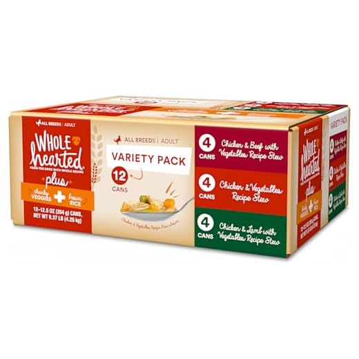 WholeHearted Plus Wet Dog Food Variety Pack for All Life Stages 12.5 oz. Count of 12