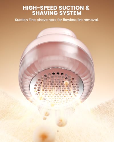 Image of Besecou Lint Remover for Clothes, Rechargeable Fabric Shaver Remover Machine, Intelligent Digital Display Lint Shaver for Woolen Sweaters, Portable Lint Remover Machine from Carpets, Sofa(Pink)